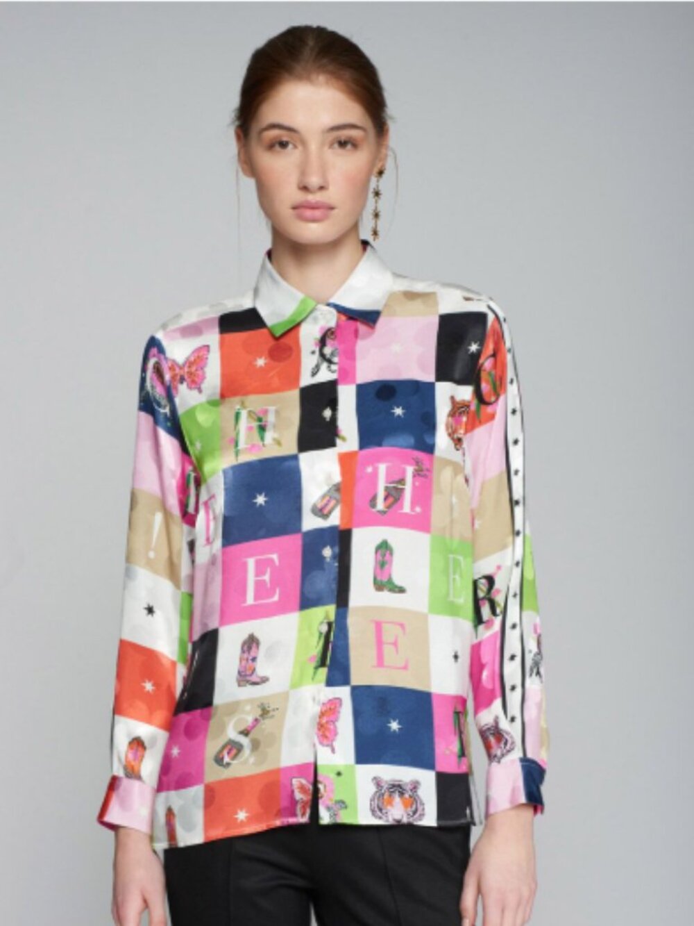 Vilagallo "Love is the Answer" Colorblock Graphic Shirt